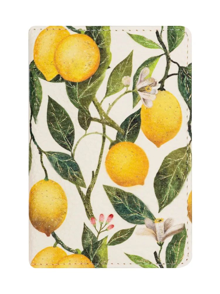 Обложка для паспорта кожзам "Flora. Paradise. Lemons"