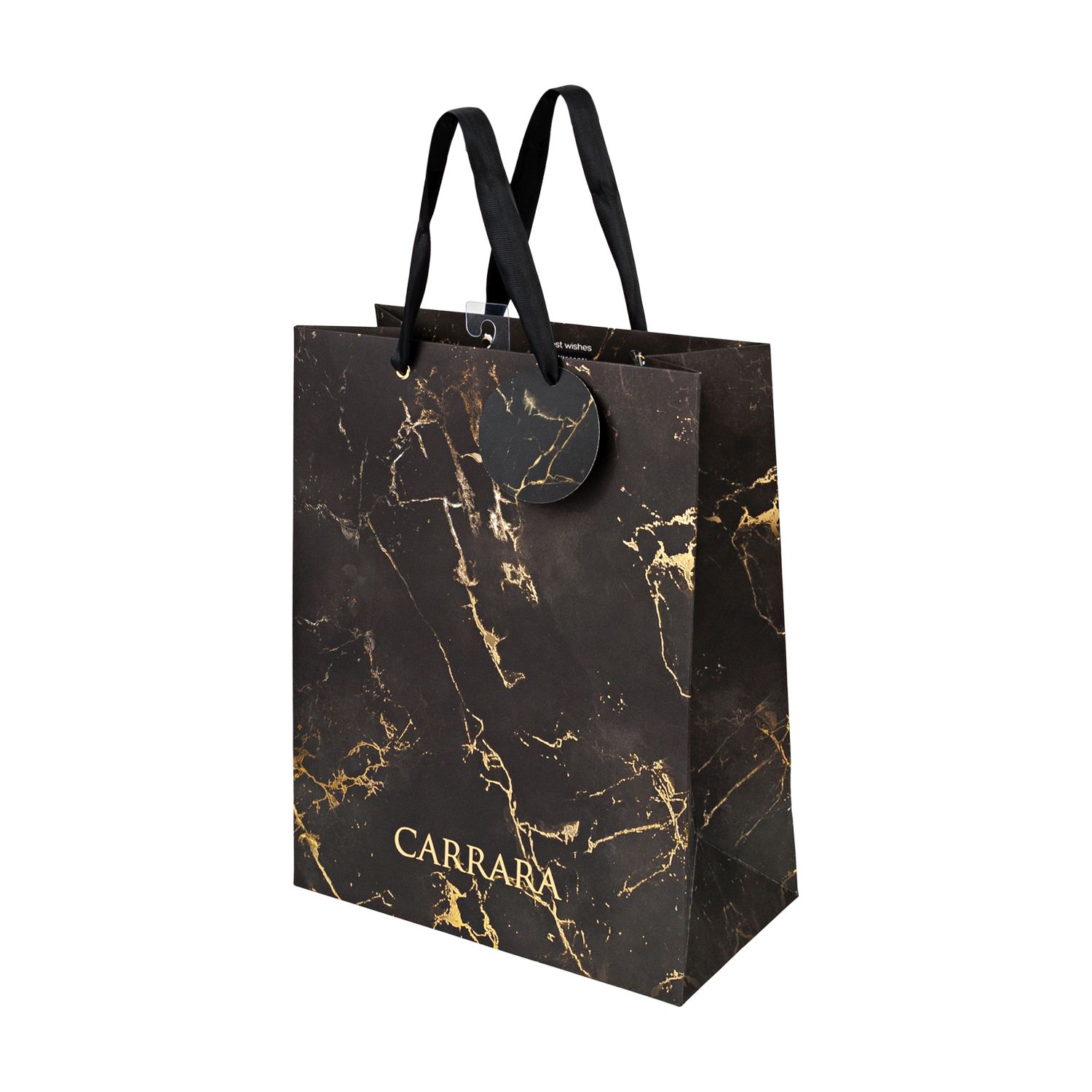 Пакет подар. бумажн. 26*32,4*13 см 210гр/м2 Carrara. Black