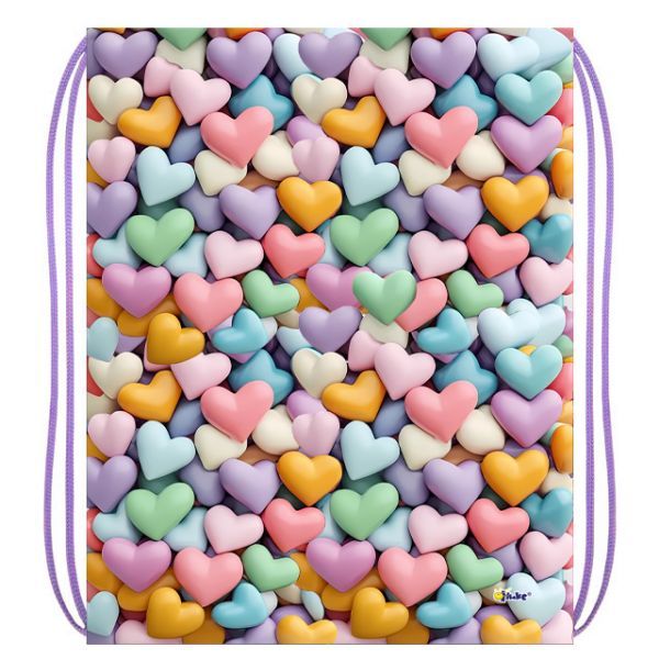 Мешок для обуви 1 отд, 330*420 "Сердечки 3D"