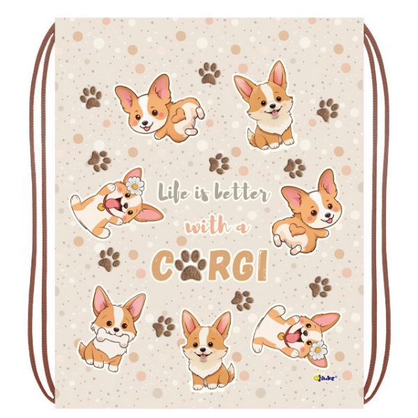 Мешок для обуви 1 отд, 330*420 "Весёлые корги"