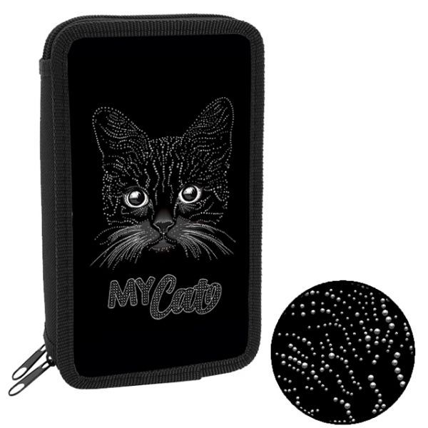 Пенал 2 отд. (190*110*45) молния, лам.картон "Мой котик"