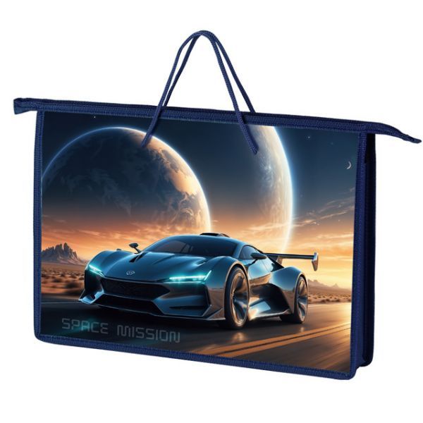 Папка А4 (340*245*75) с ручками, молния, пластик "Гиперкар"