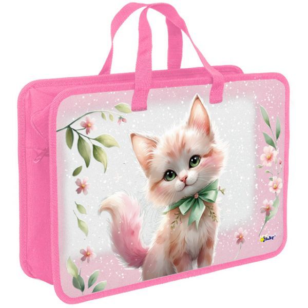 Папка А4 (335*300*130) с ручками, молния, пластик "Прелестный котик"