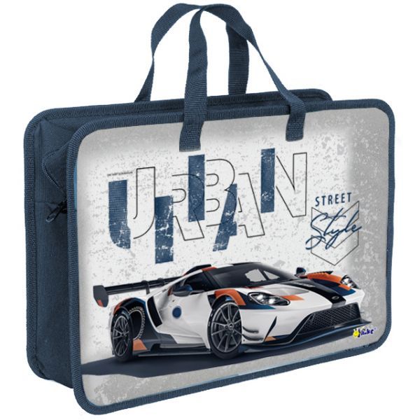 Папка А4 (335*300*130) с ручками, молния, пластик "Street style"