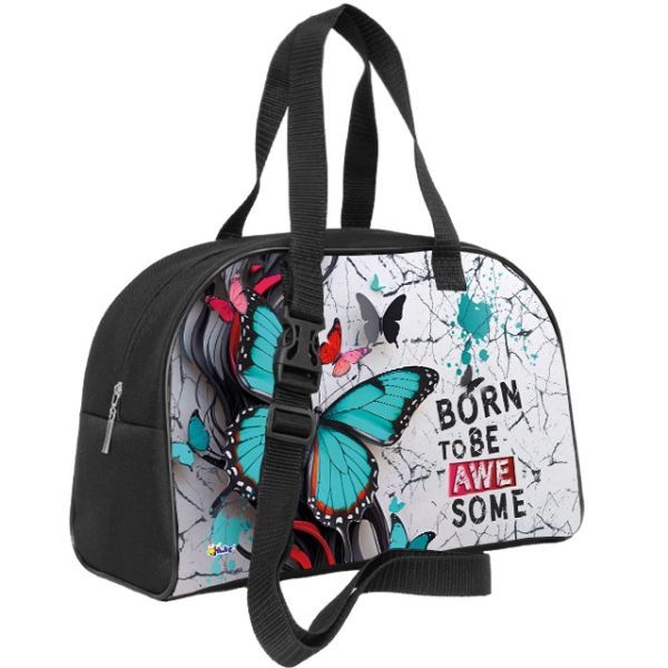 Сумка для внешкольных занятий 35*23*14,5см Оникс "Бабочка аквамарин" карман, регулируемый съемный ре