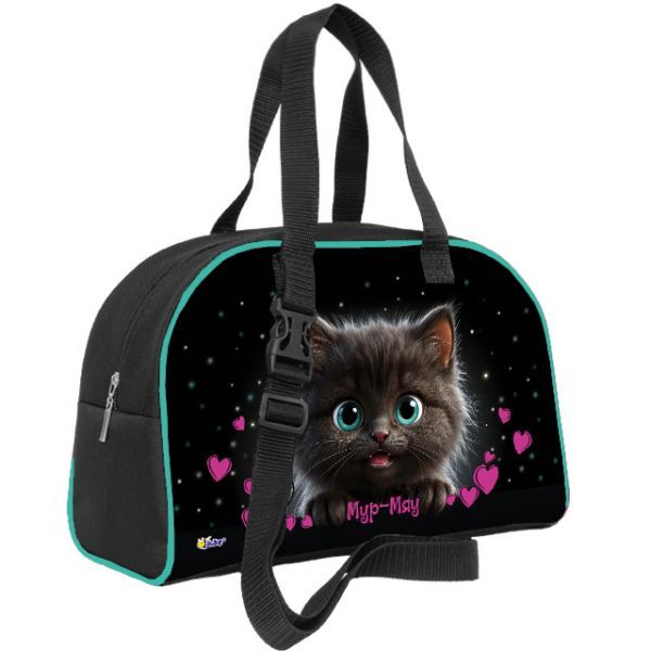 Сумка для внешкольных занятий 35*23*14,5см Оникс "Мур-мяу" карман, регулируемый съемный ремень
