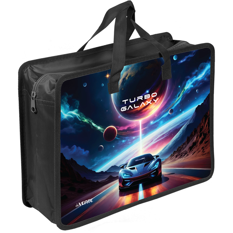 Папка А4 (335*260*100) с ручками, молния, пластик 3D" Turbo Galaxy"