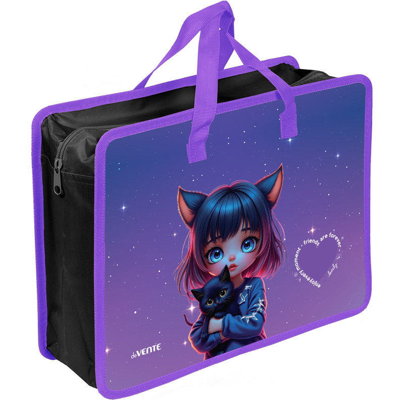 Папка А4 (335*260*100) с ручками, молния, пластик" Friends Forever"