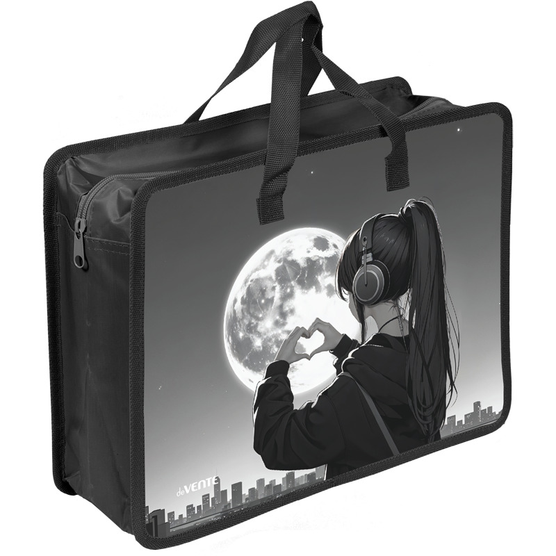 Папка А4 (335*260*100) с ручками, молния, пластик" Silver Moon"