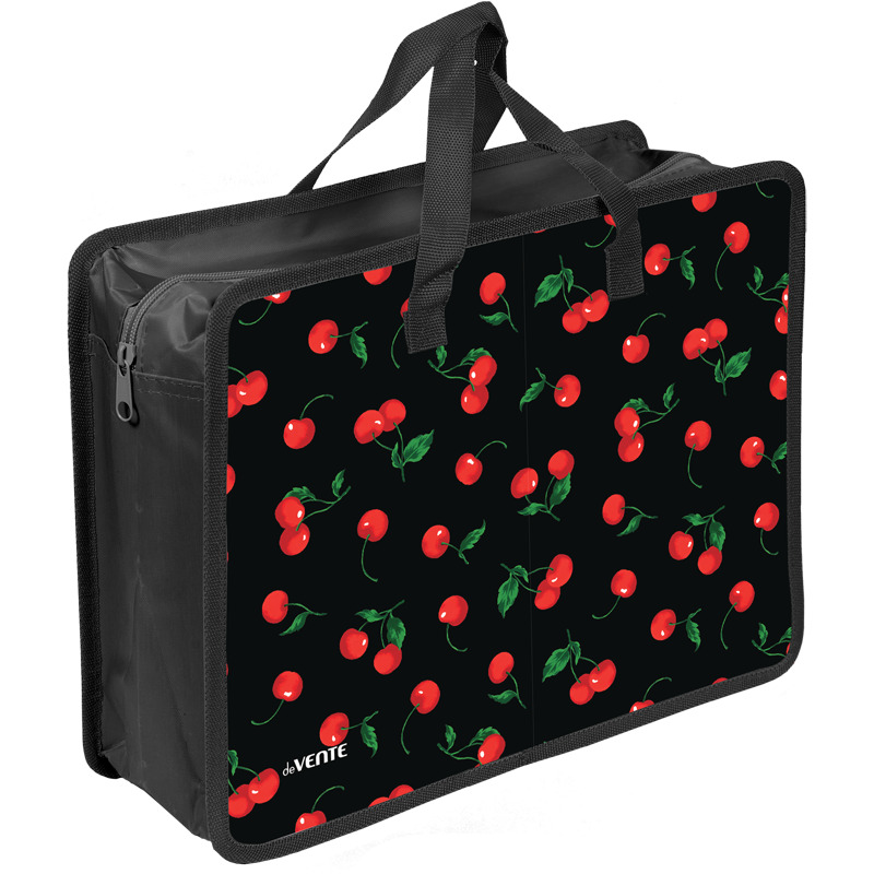 Папка А4 (335*260*100) с ручками, молния, пластик" Very Cherry"