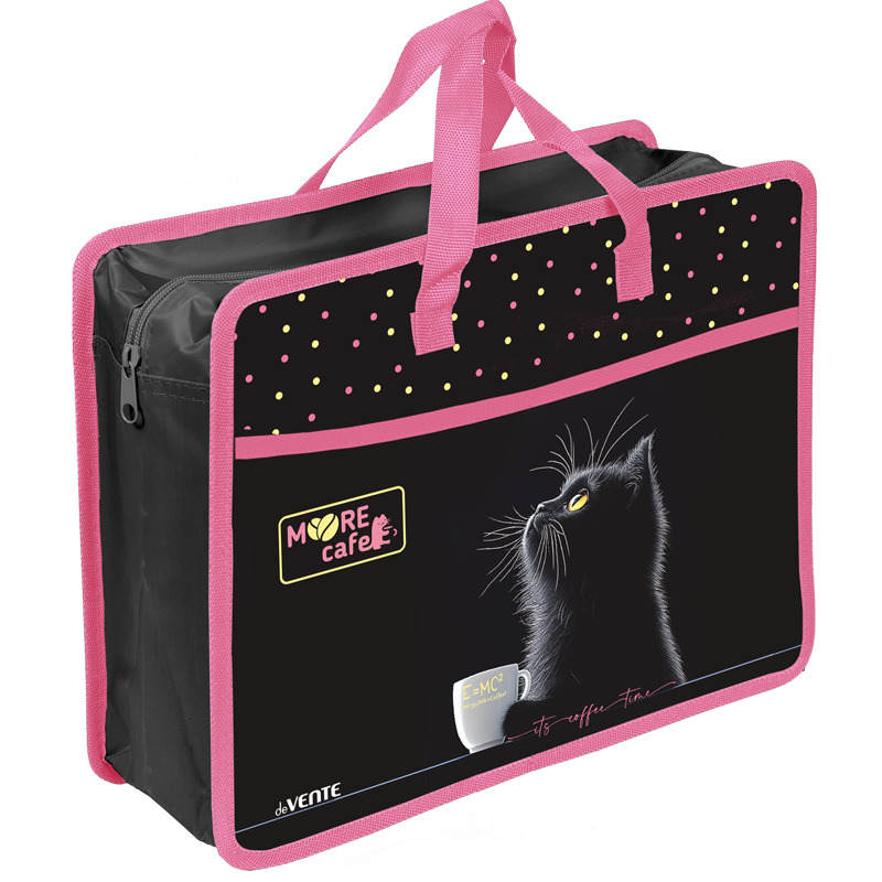 Папка А4 (335*260*100) с ручками, молния, пластик" MooreCafe",с карманом