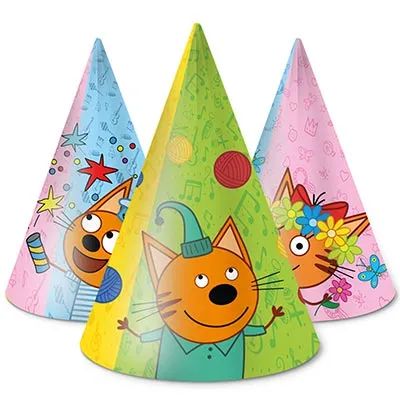 Колпак карнавальный "Три Кота" 18см,  6 шт/уп