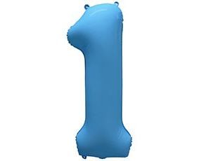 Шар фольга 40" "Цифра 1" Неон Blue