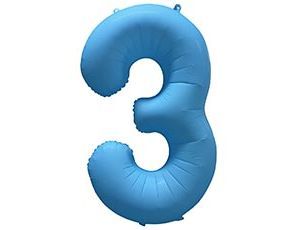 Шар фольга 40" "Цифра 3" Неон Blue