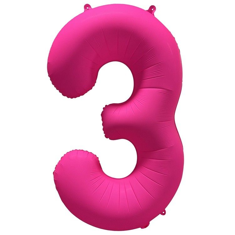Шар фольга 40" "Цифра 3" Неон Pink