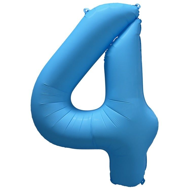 Шар фольга 40" "Цифра 4" Неон Blue