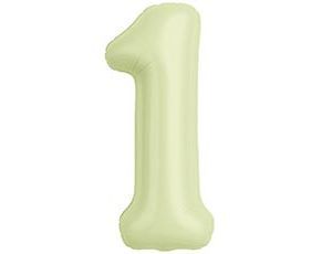 Шар фольга 40" "Цифра 1" Пыльный лайм
