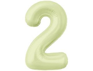 Шар фольга 40" "Цифра 2" Пыльный лайм