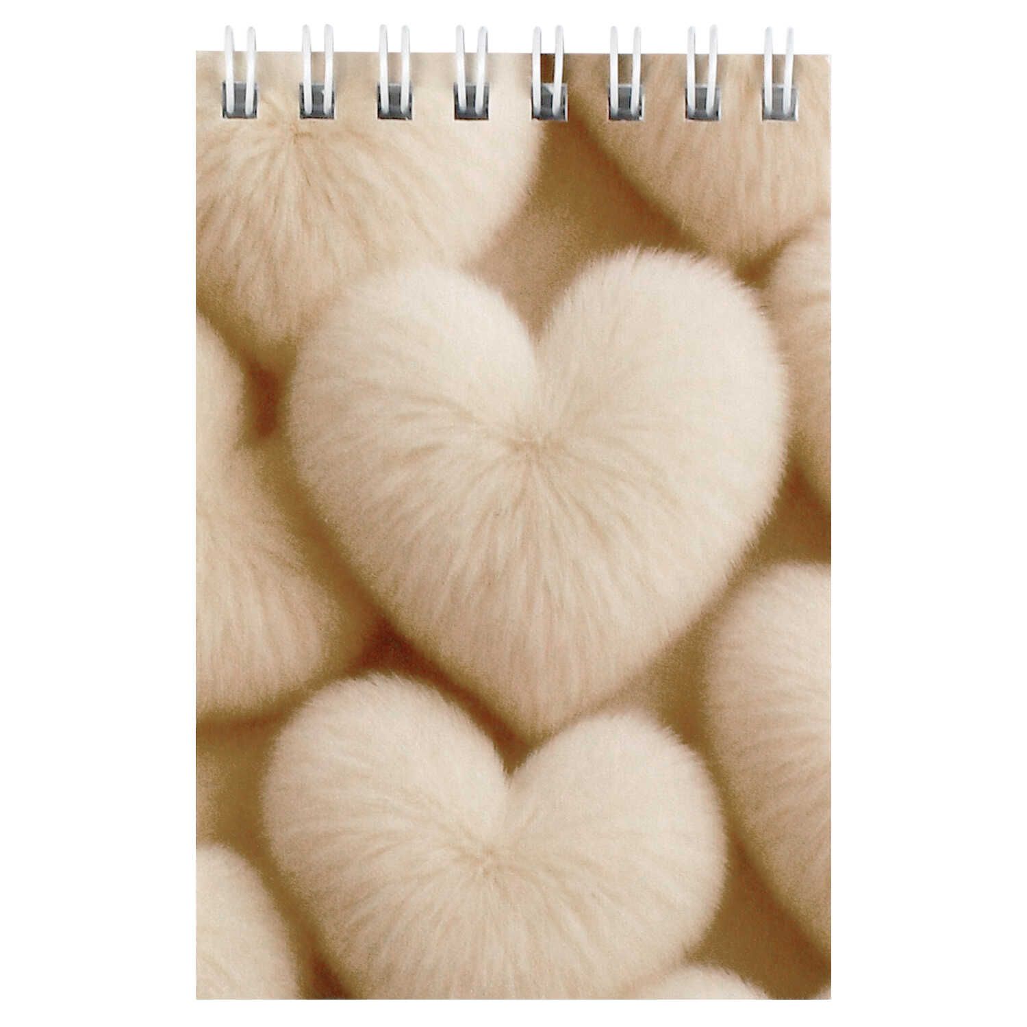 Блокнот А7  40л гребень "Бежевые сердца" кл., УФ-лак