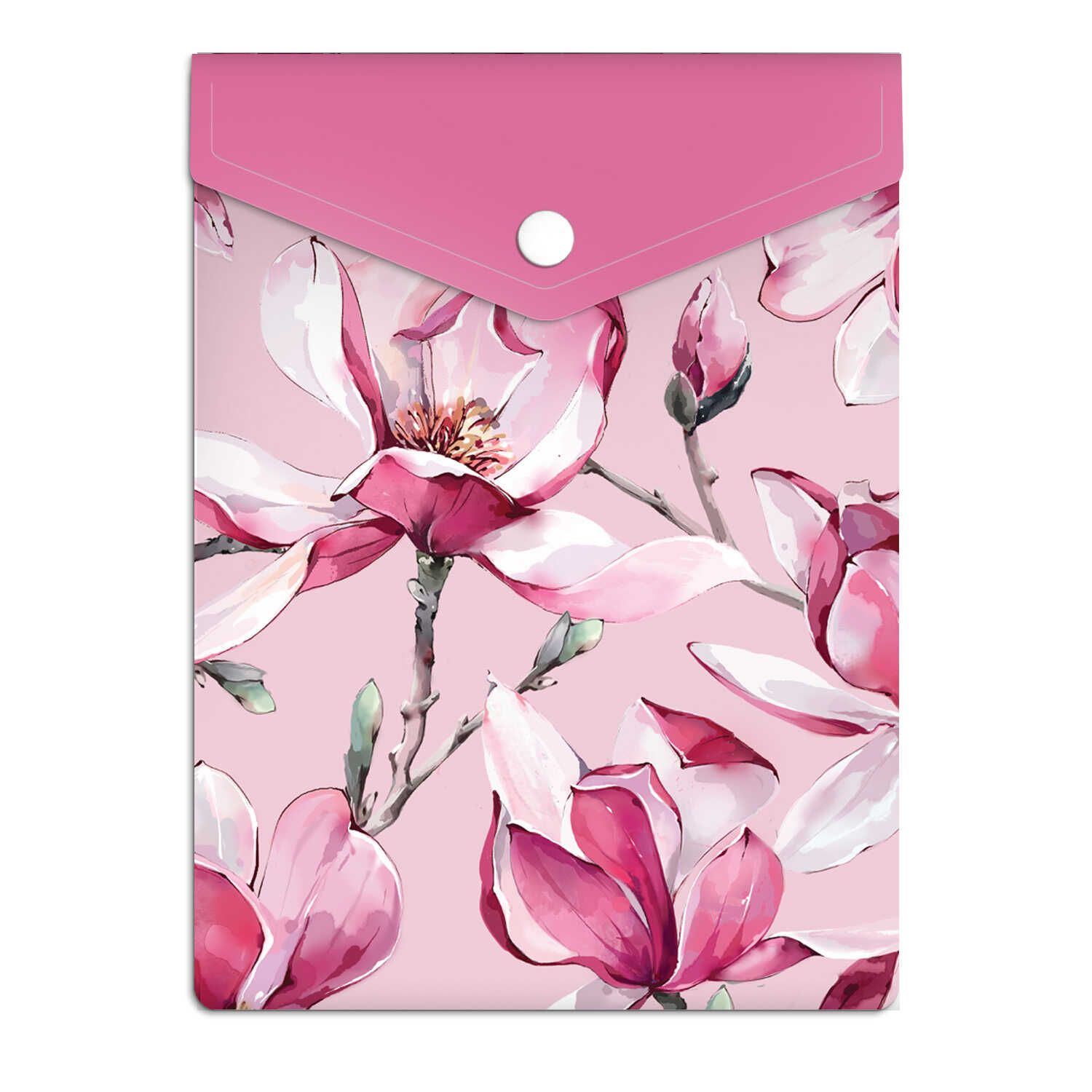 Конверт на кнопке  с рисунком А6 (158*114мм) "Розовая магнолия" УФ-печать
