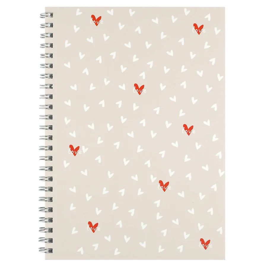 Блокнот А5  48л гребень "Сердечки на бежевом" кл., мат.лам.