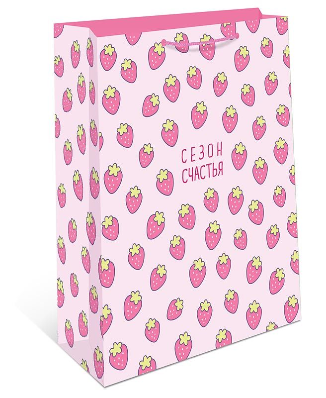 Пакет подар. бумажн. 33*42*10 см 150гр/м "Клубнички"