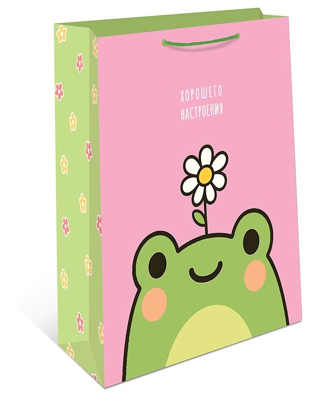 Пакет подар. бумажн. 33*42*10 см 150гр/м "Лягушка"