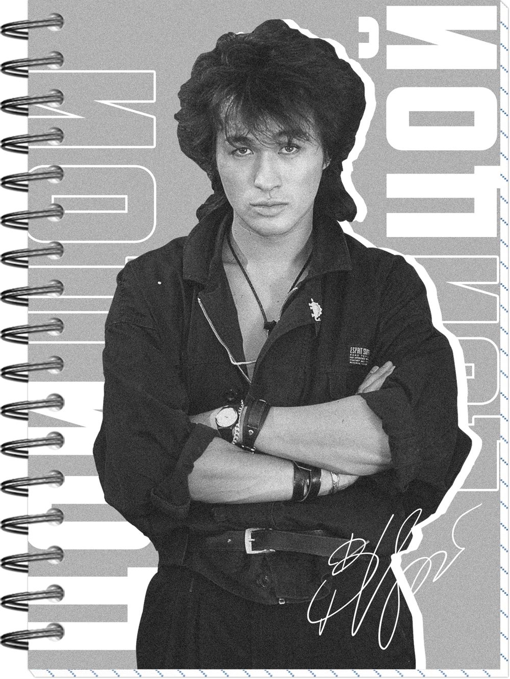 Блокнот А6  60л гребень "Цой. Кино №10" клетка, софт-тач