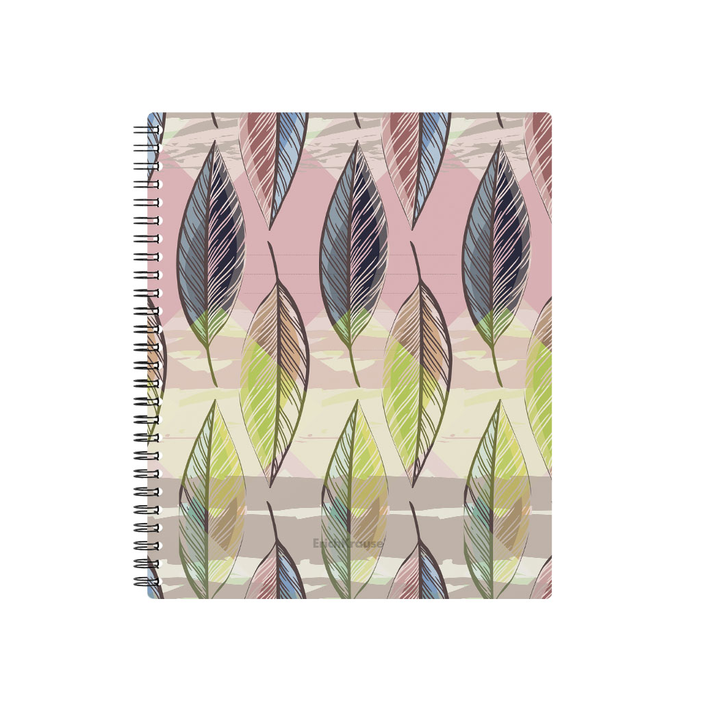 Тетрадь общая с пласт. обл. на спирали ErichKrause Флора, текстура песок, А5+, 60 л., клетка