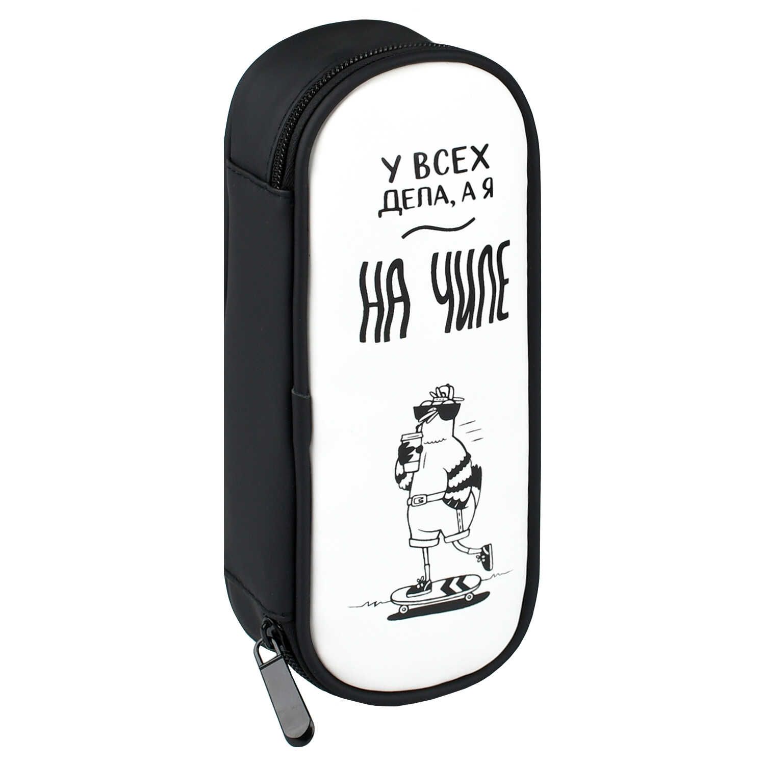 Пенал-косметичка (205*75*40) молния, кожзам "Голубь на чиле" цифровая печать