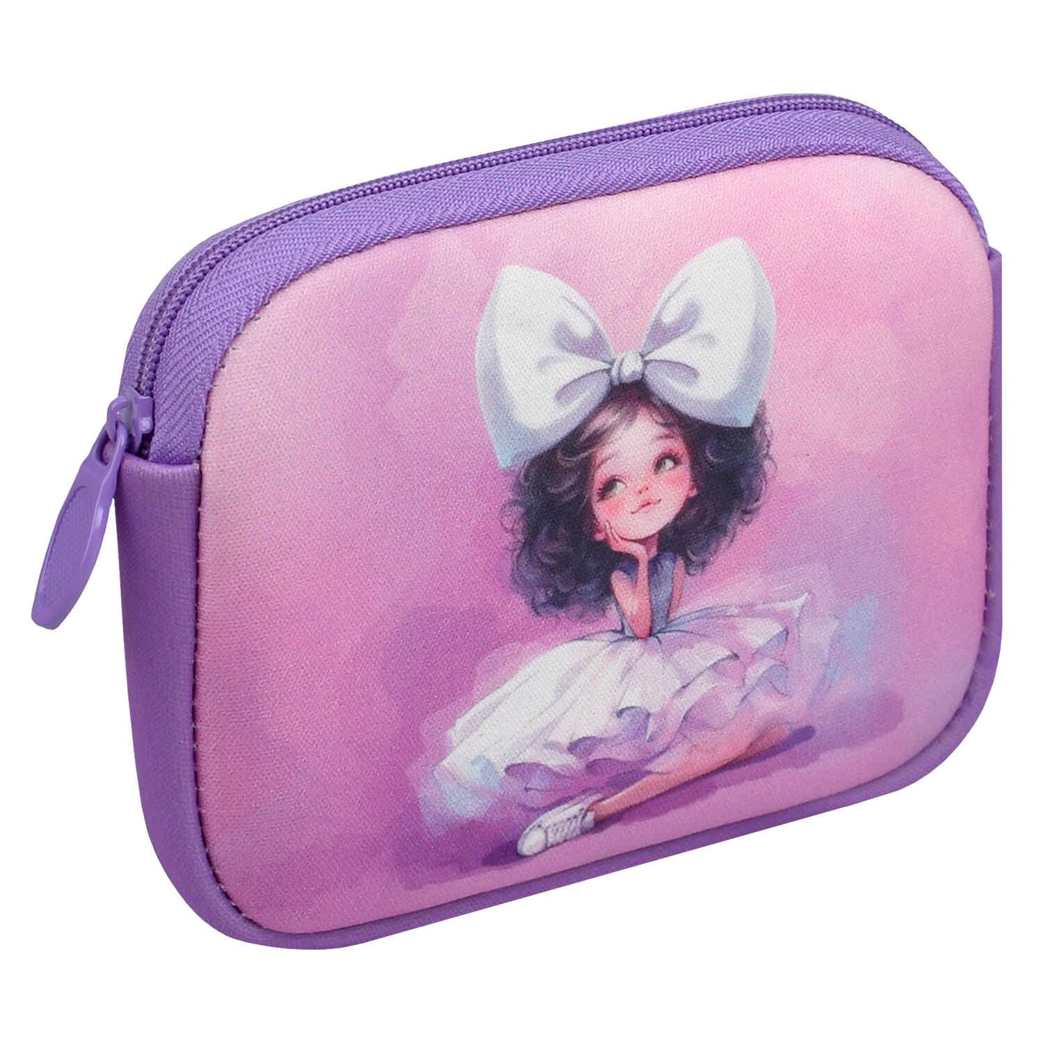 Кошелек для банкнот и монет Феникс+ "Балерина с бантом" 12,5*9,5*1,8см, ткань, молния