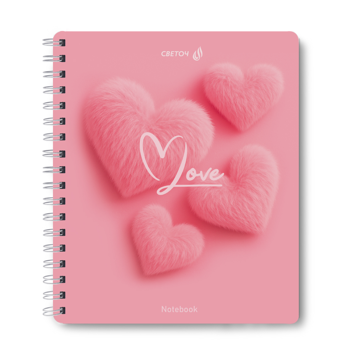 Тетрадь А5  48л кл. гребень Светоч  пласт.обл. "Пуховые сердечки"