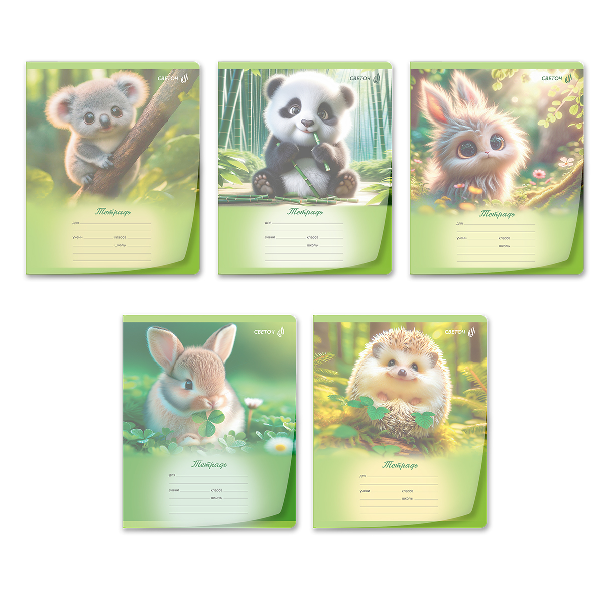 Тетрадь А5 24л лин. Светоч  пласт.обл. "Ребятам о зверятах"