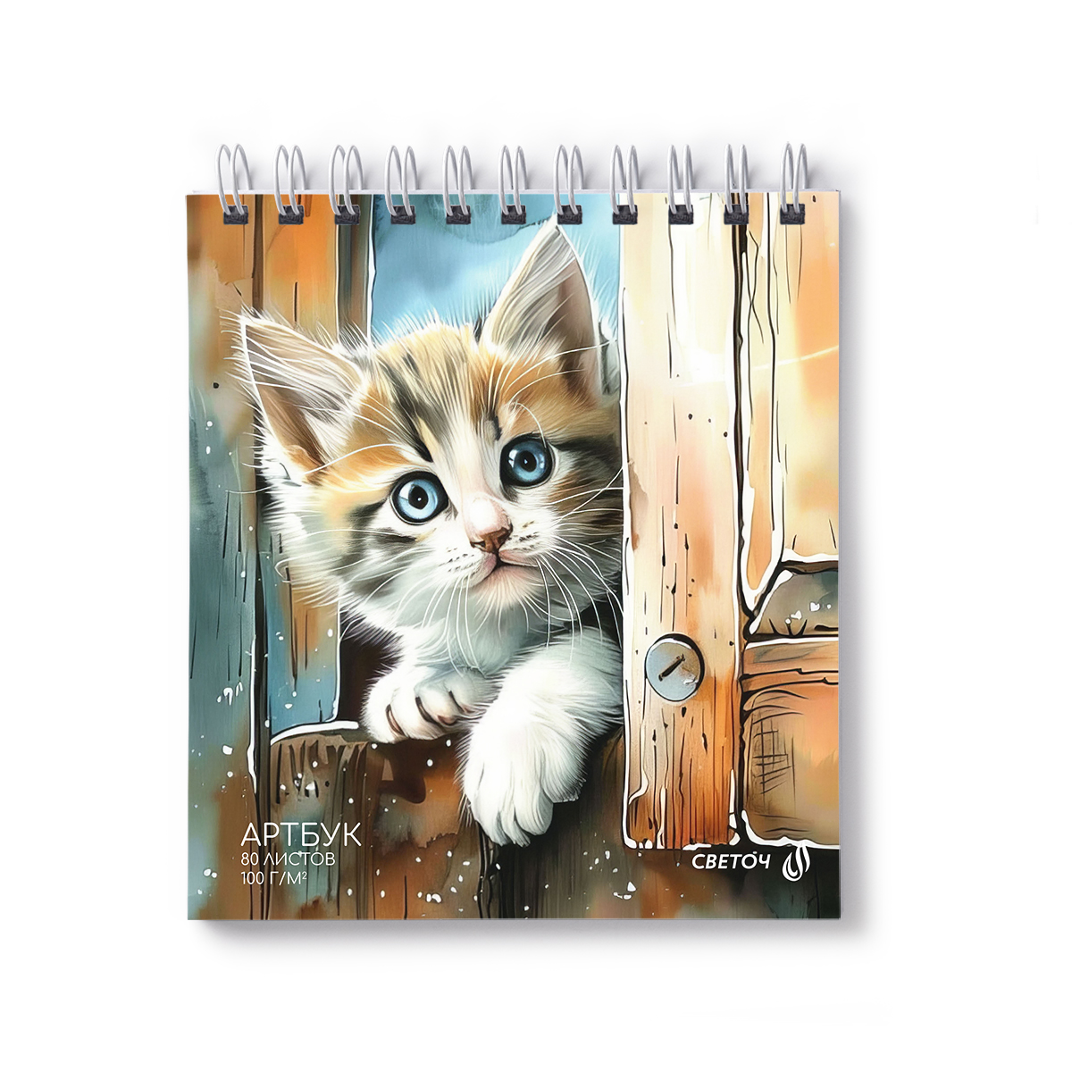 Скетчбук 166*175мм  80л., гребень, 100гр/м2 "Нежные лапки" жестк.подл.