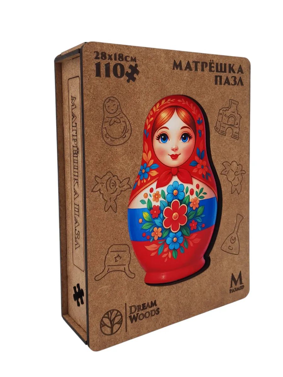 Пазлы деревянные 110 элемента  200*140мм "Матрёшка"