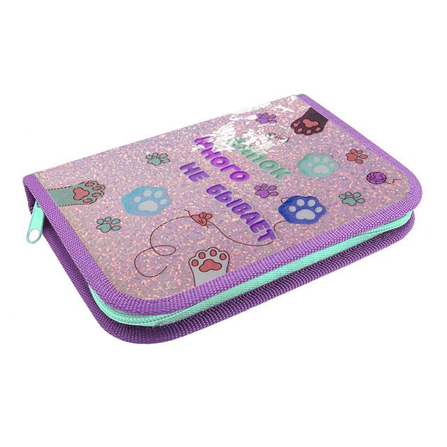 Пенал 1 отд. с 1-ой откид.пл. (190*130*27) молния, ПВХ "Таба лапки"