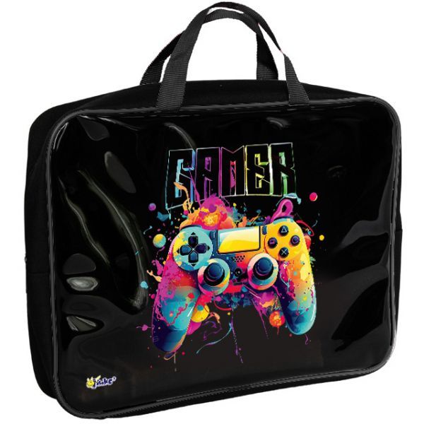 Папка А4 (350*265*75) с ручками, молния, ПВХ "Геймер"