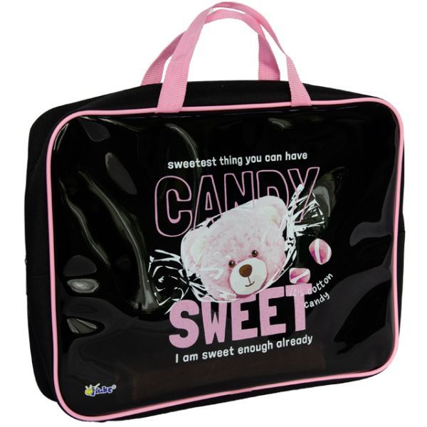 Папка А4 (350*265*75) с ручками, молния, ПВХ "Мишка Candy"