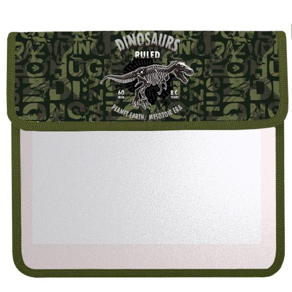 Папка д/тетрад. А5 (240*205*45) 1отд. на липучке, пластик "Дино хаки"