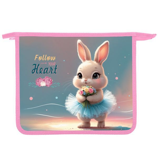 Папка д/тетрад. А5 (240*205*45) 1отд. молния сверху, пластик "Милый зайчик" диз.с двух сторон