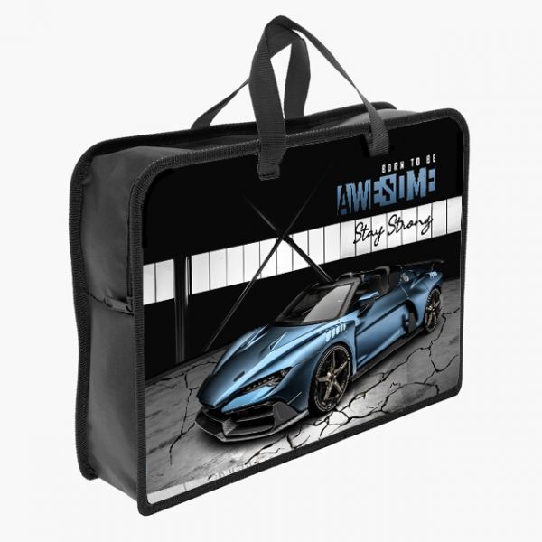 Папка А4 (340*245*75) с ручками, молния, пластик "Премиальное авто"