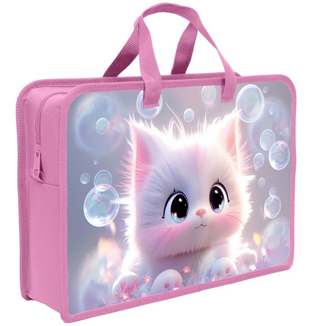 Папка А4 (340*245*80) с ручками, молния, пластик "Котик аниме"