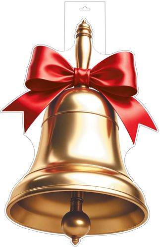 Плакат фигурный 30*40см "Колокольчик золотой с красным бантом"