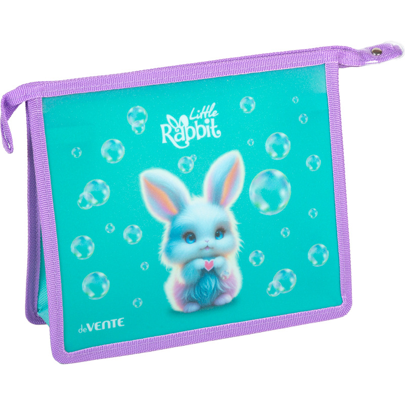 Папка д/тетрад. А5 (243x200x80) 1отд. молния сверху, пластик "Little Rabbit",искрящаяся фактура