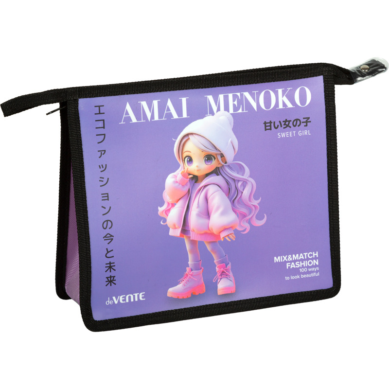 Папка д/тетрад. А5 (243x200x80) 1отд. молния сверху, пластик "Amai Menoko"