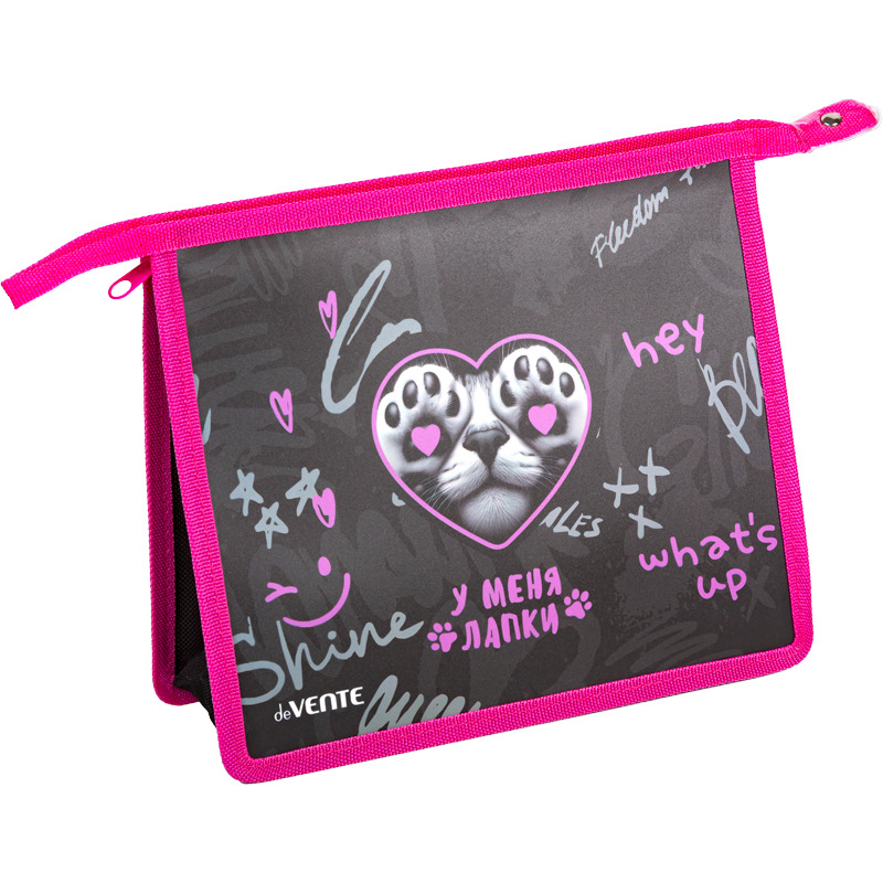 Папка д/тетрад. А5 (243x200x80) 1отд. молния сверху, пластик "У меня лапки"