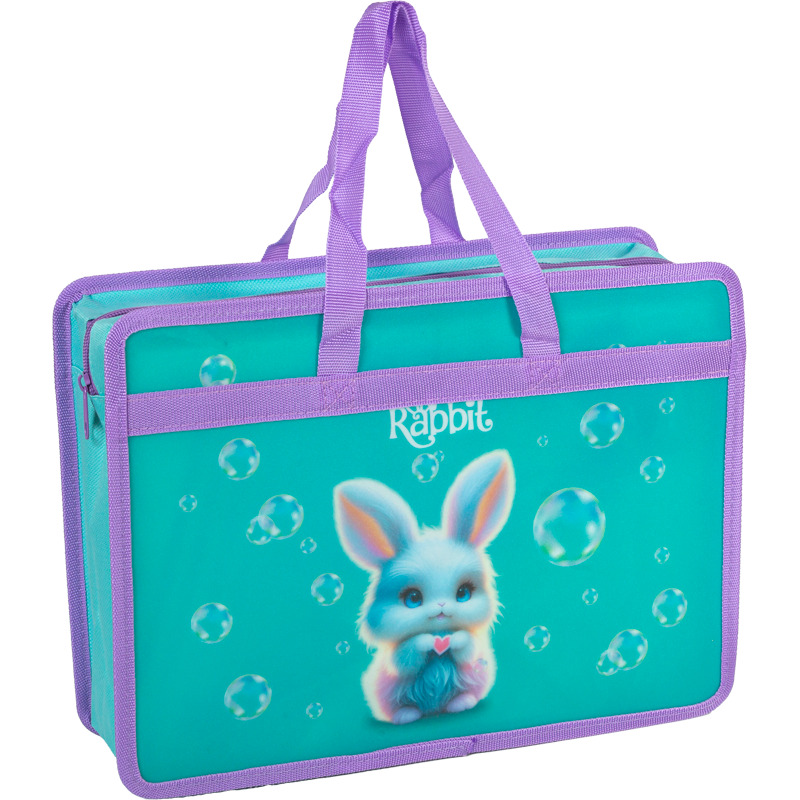 Папка А4 (335*260*100) с ручками, молния, пластик" Little Rabbit"