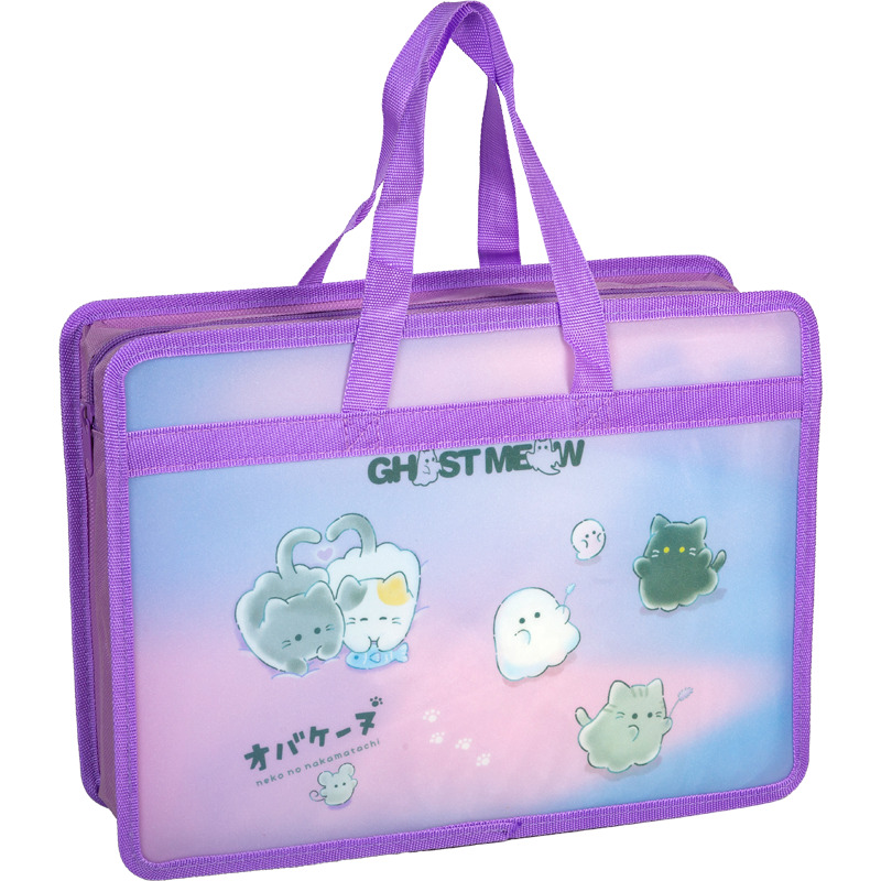 Папка А4 (335*260*100) с ручками, молния, пластик"  Ghost Meow"