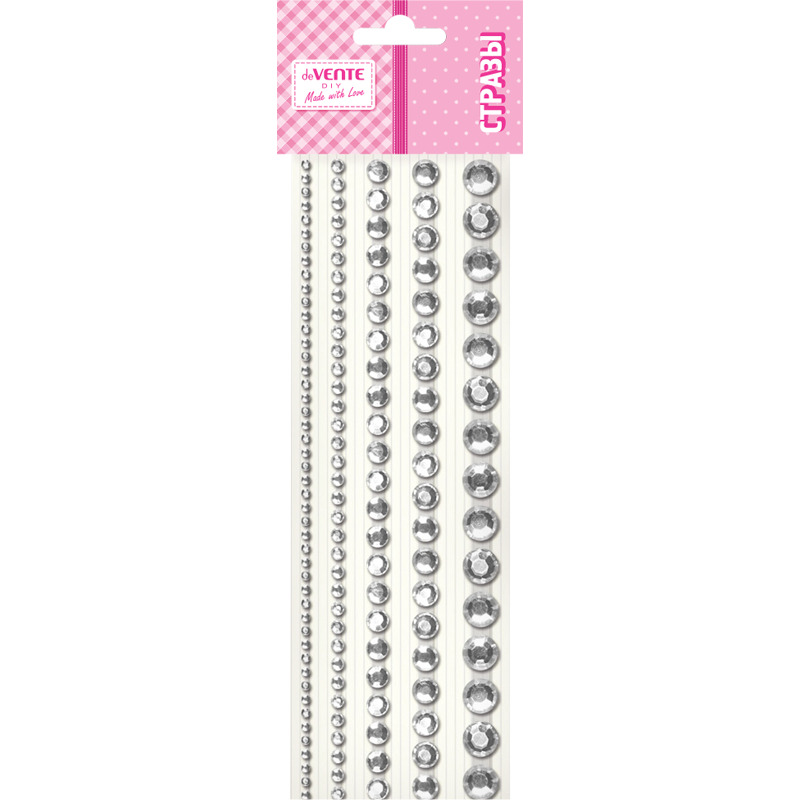 Стразы клеевые "DIY Jewelry Inspiration",130шт., акриловые, круглые,  серебристые