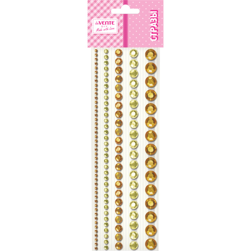 Стразы клеевые "DIY Jewelry Inspiration", 130шт.,акриловые, круглые, золотистые
